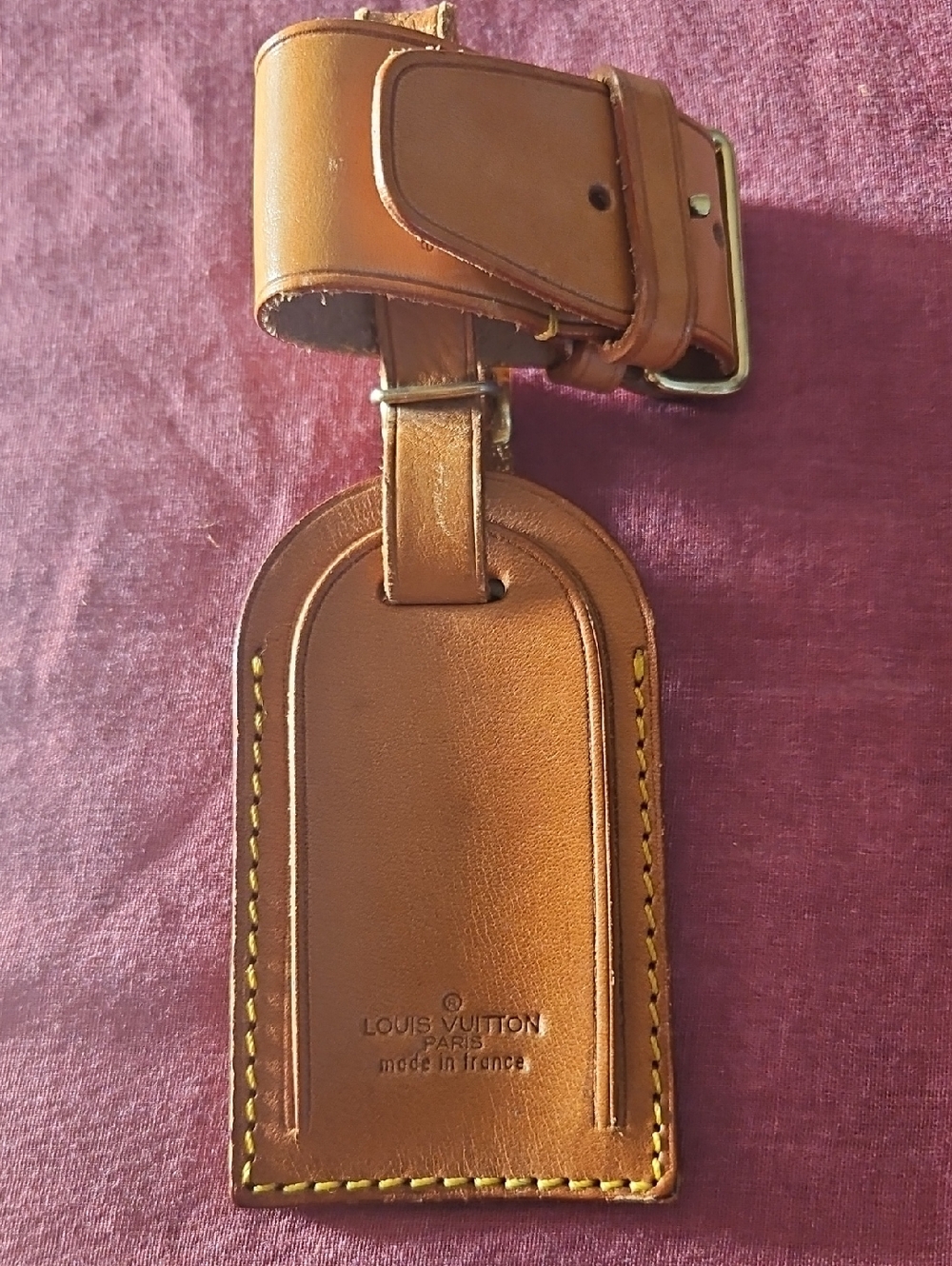 Louis Vuitton Brown Leather Men's Luggage Tag with Strap
